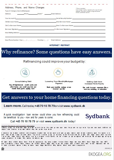Relevé hypothécaire de la banque Danemark Sydbank, 3 pages, 3 scr template Relevé hypothécaire de la banque Danemark Sydbank, 3 pages, 3 scr template